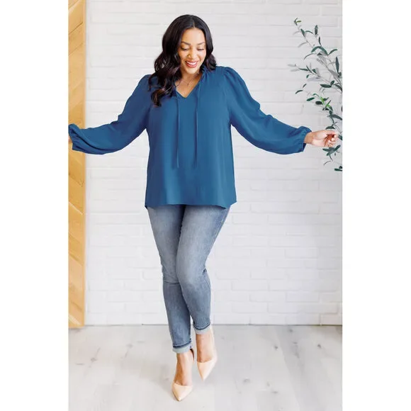 We Believe Keyhole Tie Detail Blouse - Picture 5 of 13